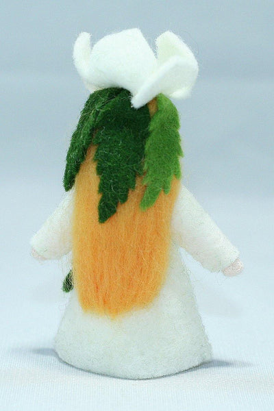 Christmas Rose Fairy (miniature standing felt doll, flower hat)