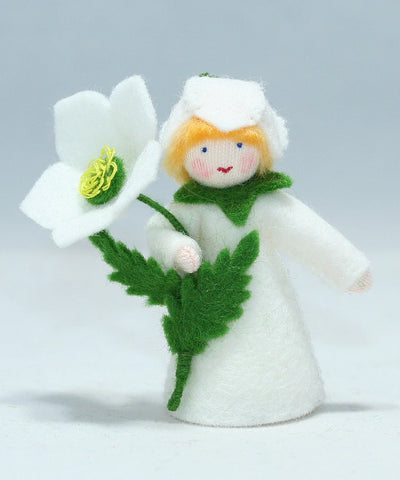 Christmas Rose Prince (miniature standing felt doll, holding flower)