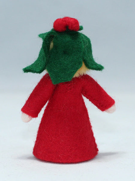 Holly Berry Prince (miniature standing felt doll, berry hat)
