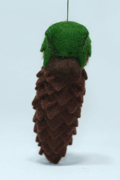 Pine Cone Baby (miniature hanging felt doll, brown)