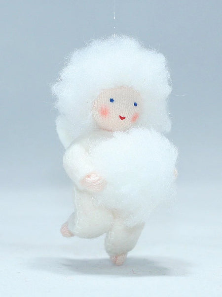 Snow Baby (miniature bendable hanging felt doll, with snowball)