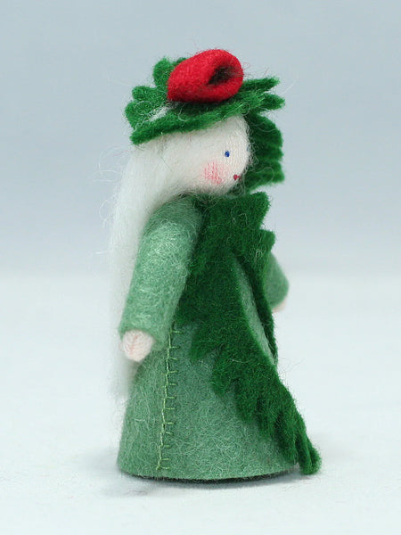 Yew Tree Fairy (miniature standing felt doll, berry hat)