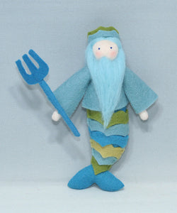 King Neptune (miniature bendable felt doll, holding trident)