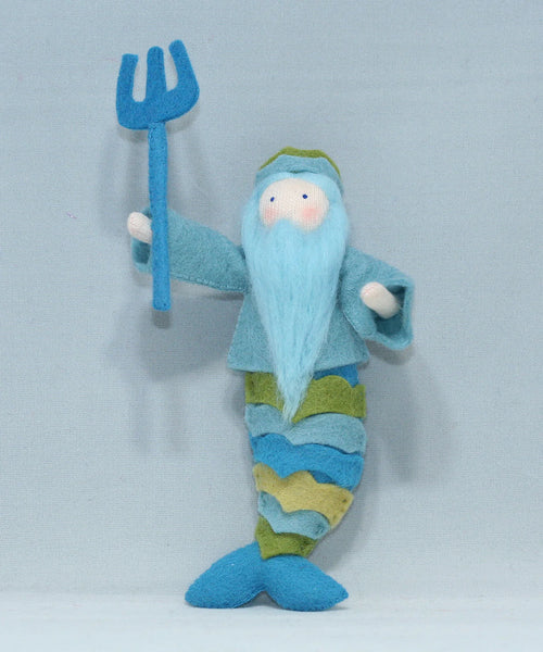 King Neptune (miniature bendable felt doll, holding trident)